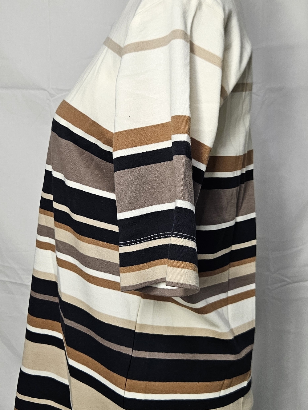 Koret Striped Short Sleeve Tee in Cream, Tan and Black - Picture 2 of 6